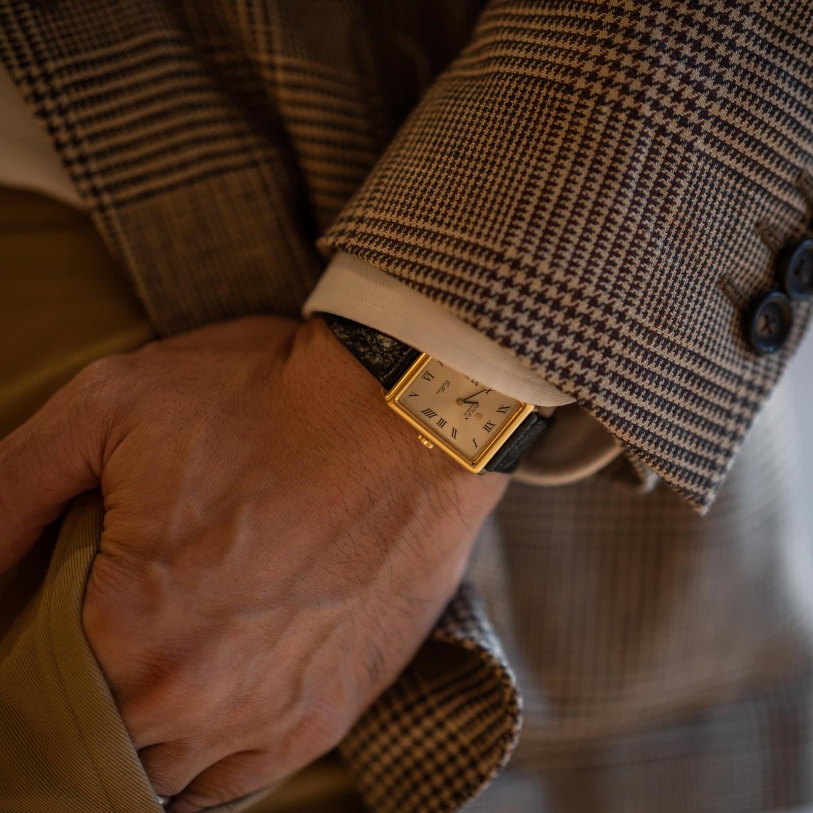 SOLD ROLEX Cellini 4103 YG Rectangle Silver Roman - Arbitro