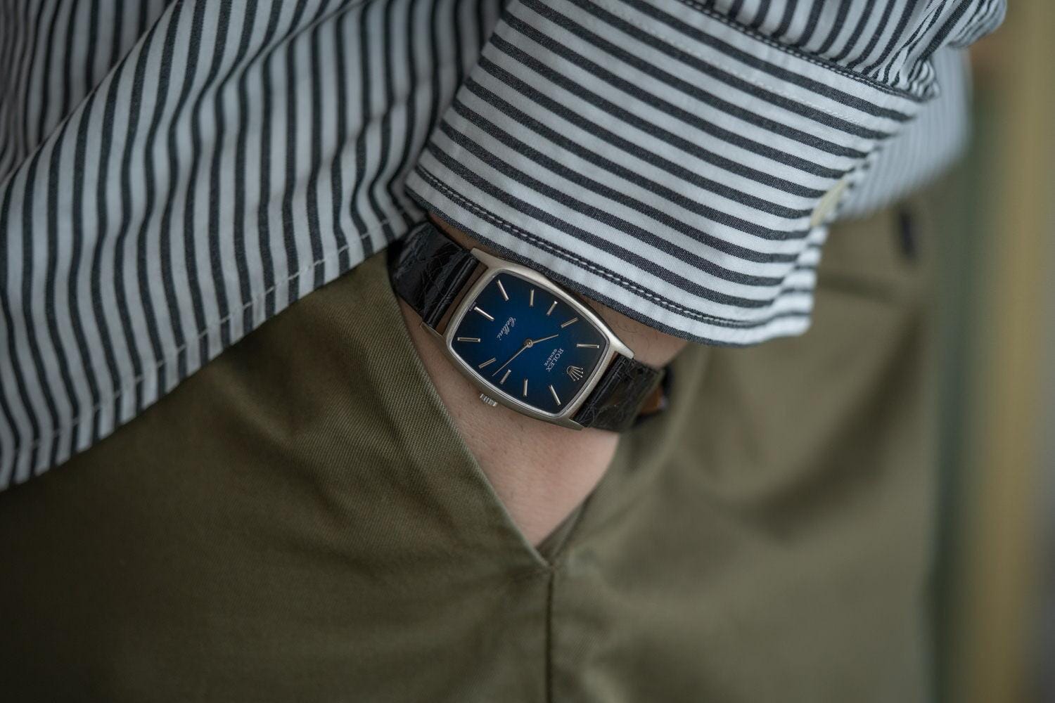 ROLEX Cellini 3807 WG ロレックス チェリーニ ネイビー