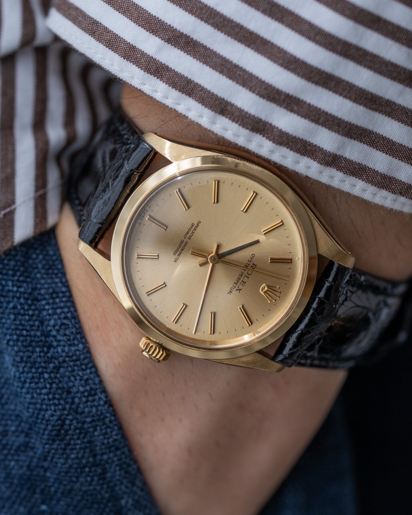 Rolex オイスターパーペチュアル 1002 YG シャンパンダイアル Watch ROLEX