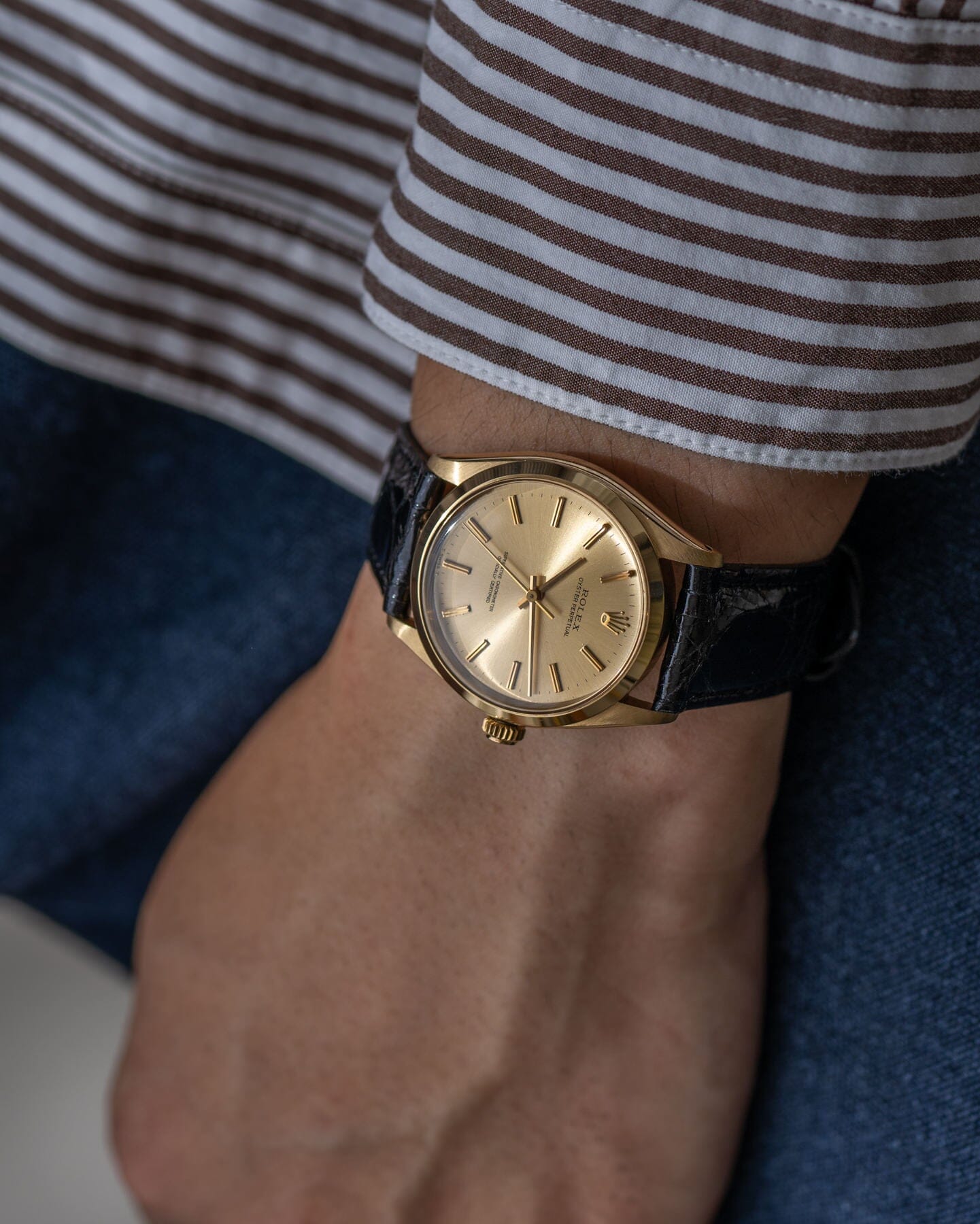 Rolex オイスターパーペチュアル 1002 YG シャンパンダイアル Watch ROLEX