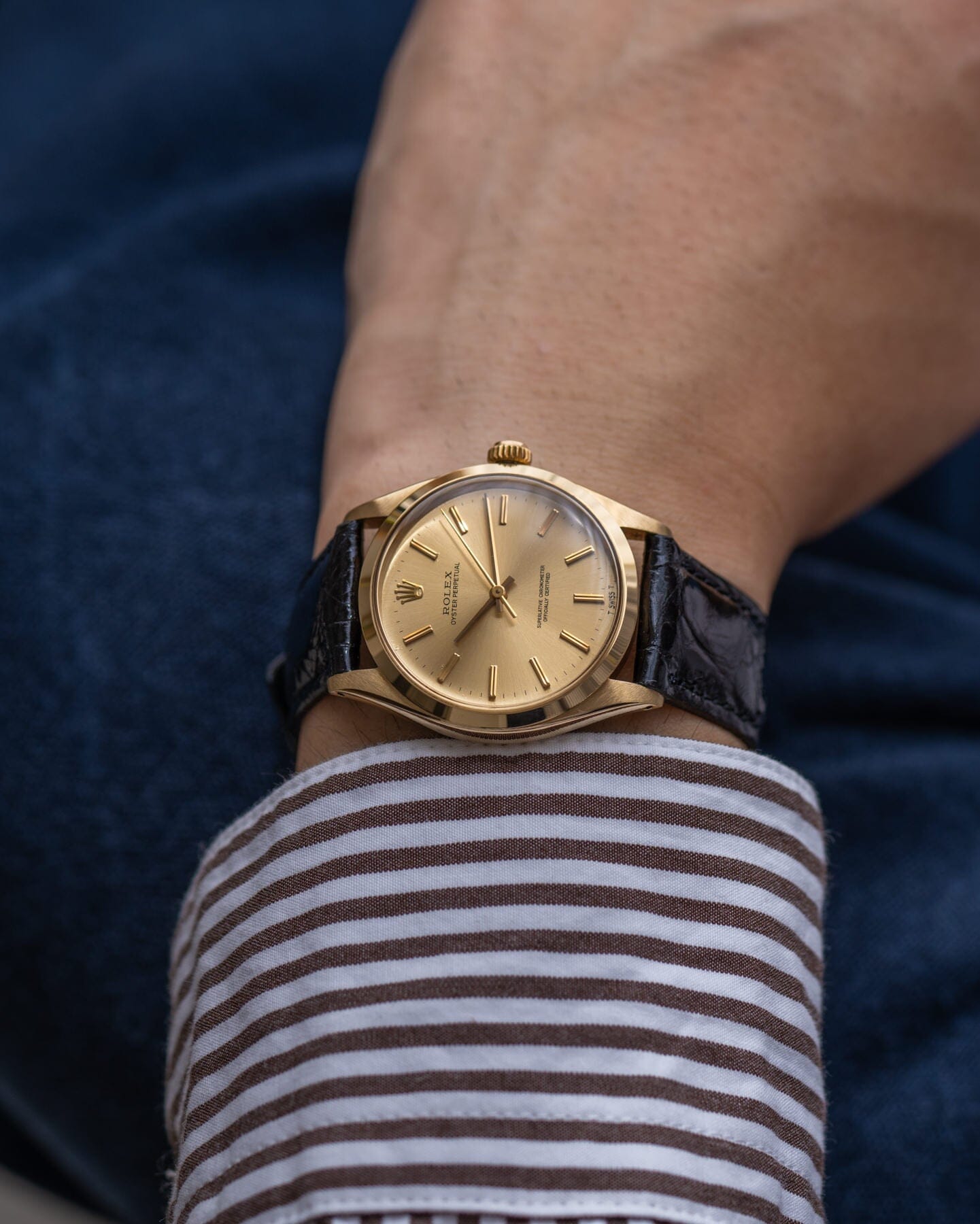 Rolex オイスターパーペチュアル 1002 YG シャンパンダイアル Watch ROLEX