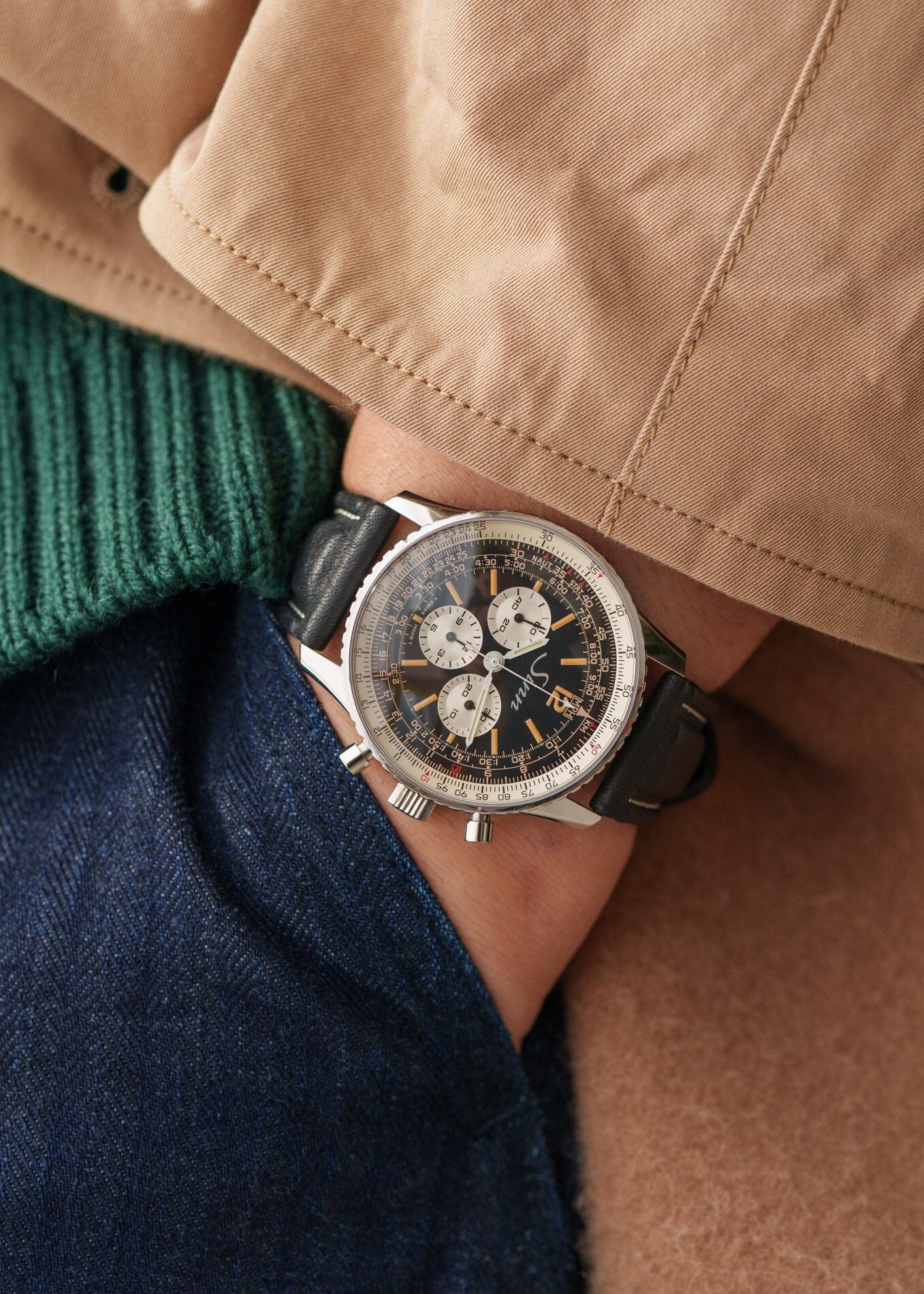 SINN 903 "ナビタイマー" スティール レマニア1873 手巻き 1980s Watch SINN