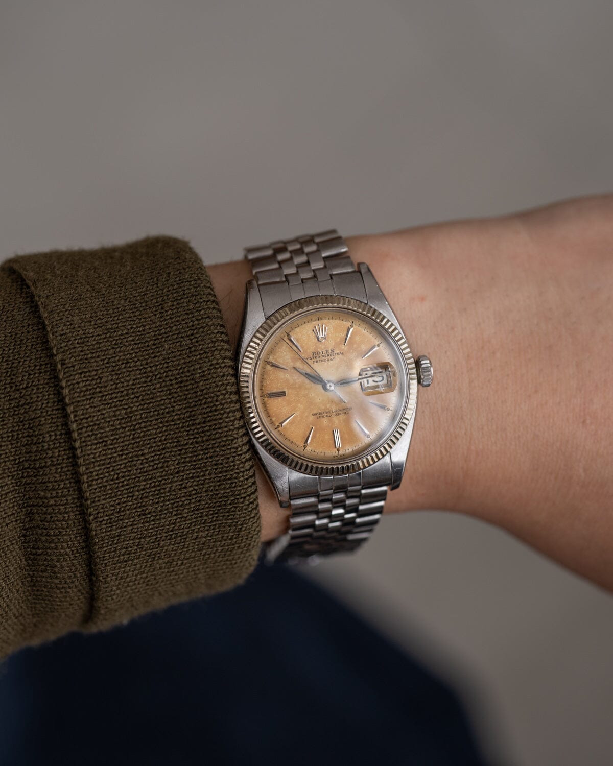 Rolex Datejust 6605 Silver Patina Dial Watch ROLEX