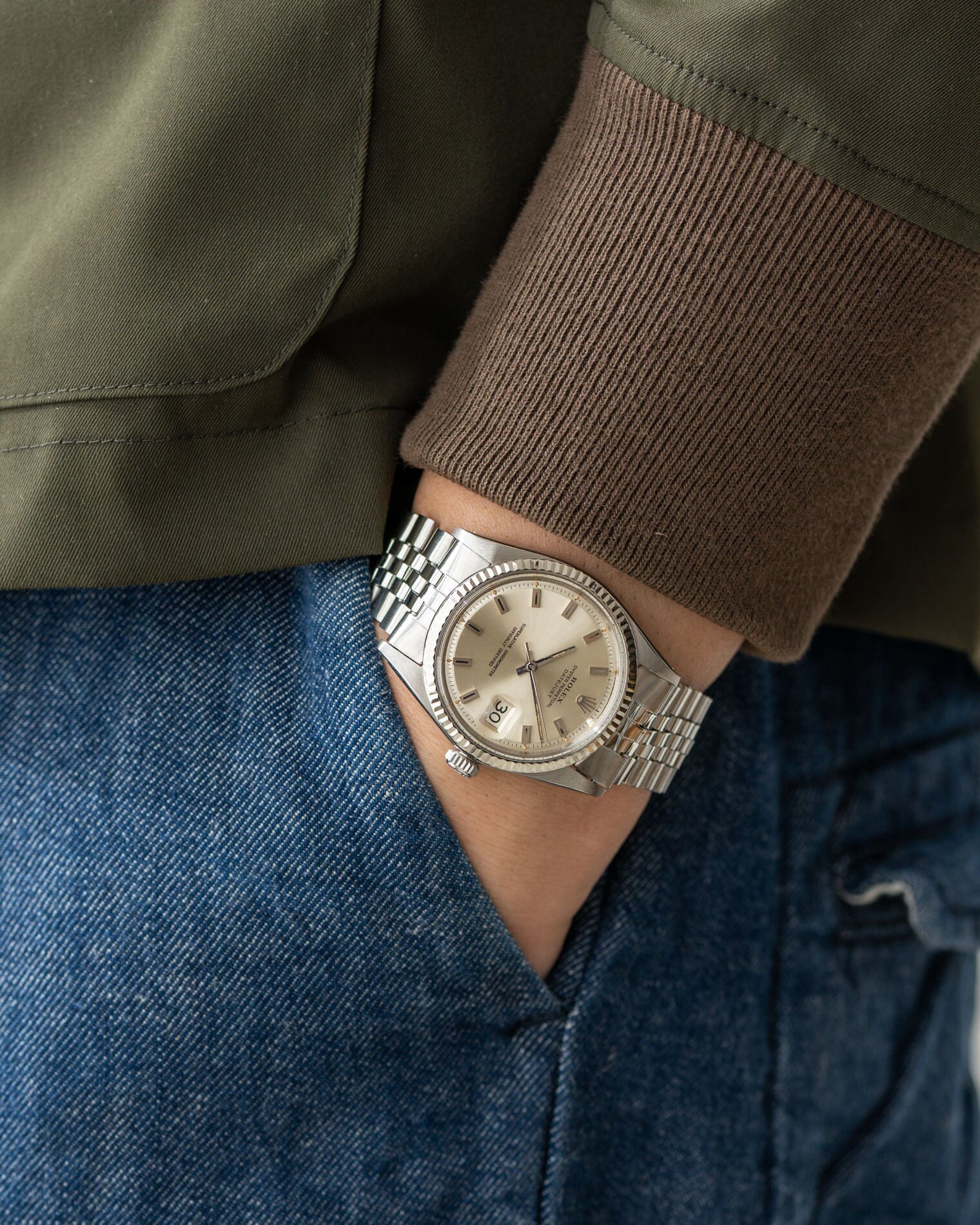 Rolex デイトジャスト 1601 シルバー "Singer Block" Watch ROLEX