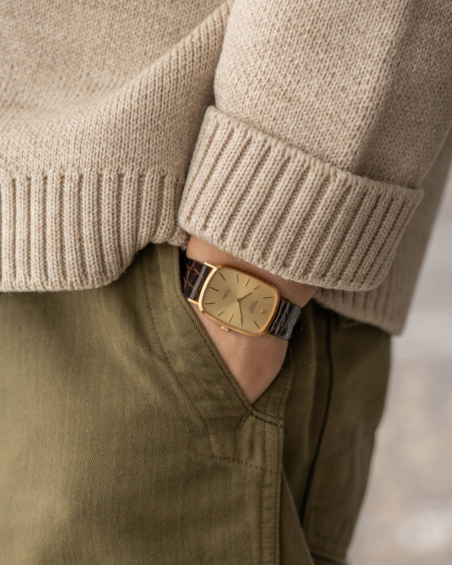 Rolex チェリーニ 4113 YG シャンパンダイアル フルセット Watch ROLEX