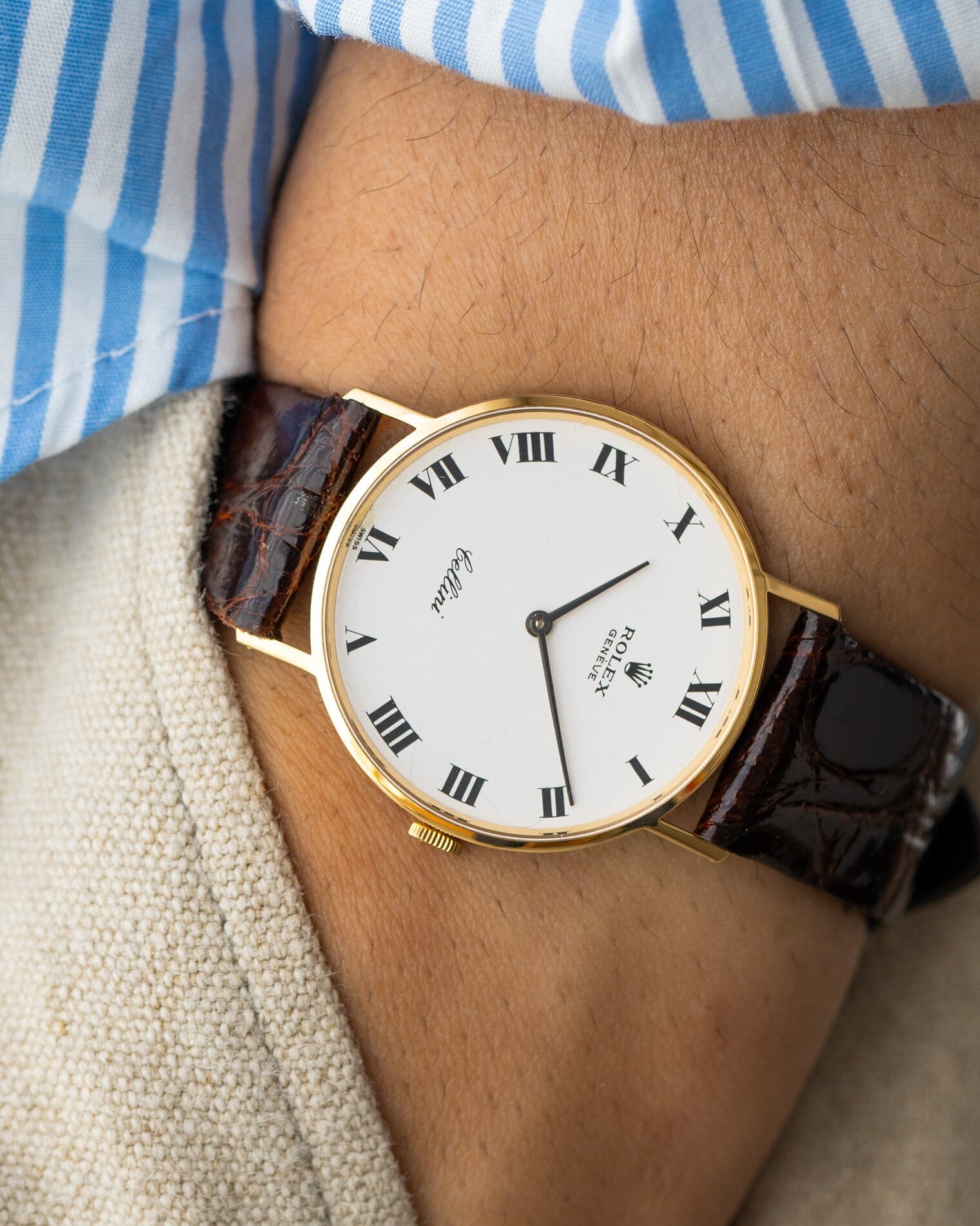 Rolex チェリーニ 3833 YG ホワイトローマン Watch ROLEX