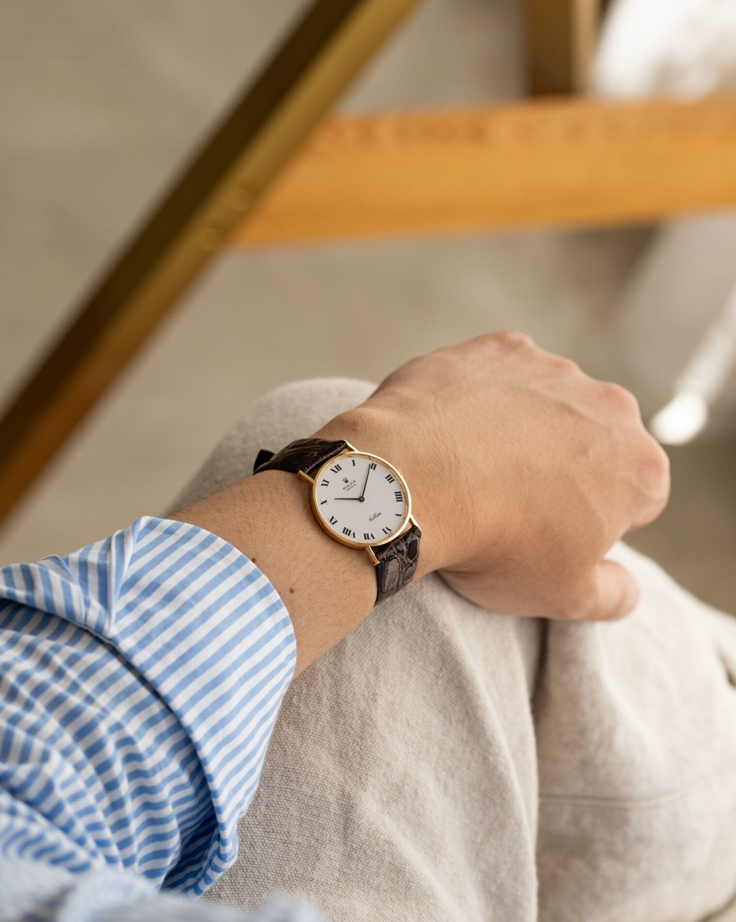 Rolex チェリーニ 3833 YG ホワイトローマン Watch ROLEX