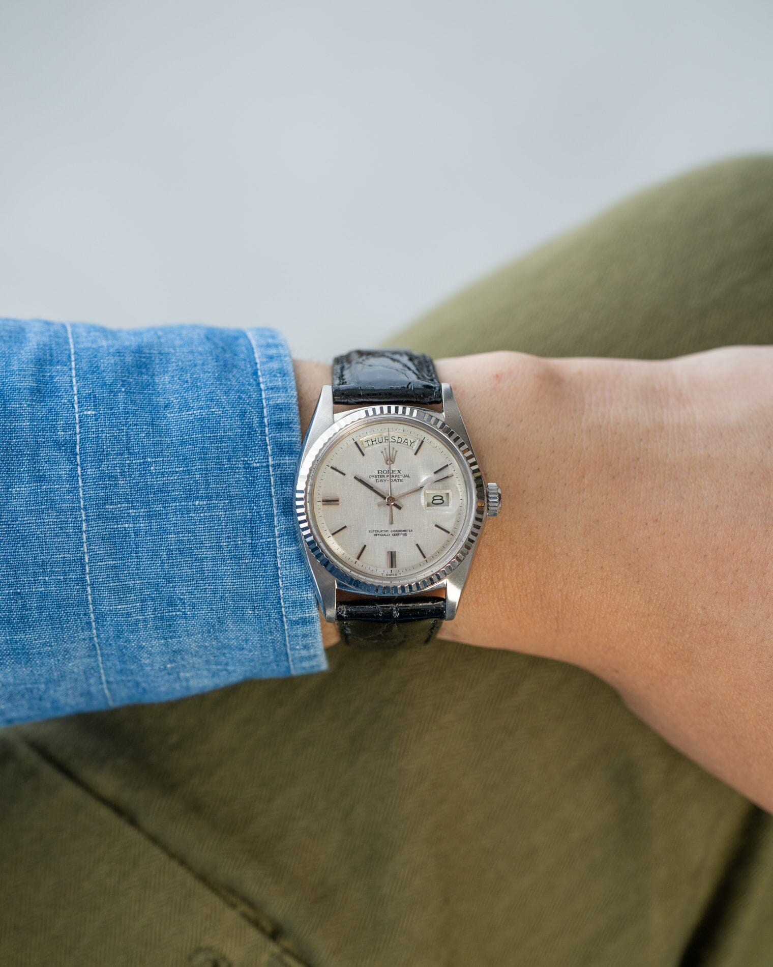 Rolex デイデイト 1803 WG シルバーリネンダイアル Watch ROLEX