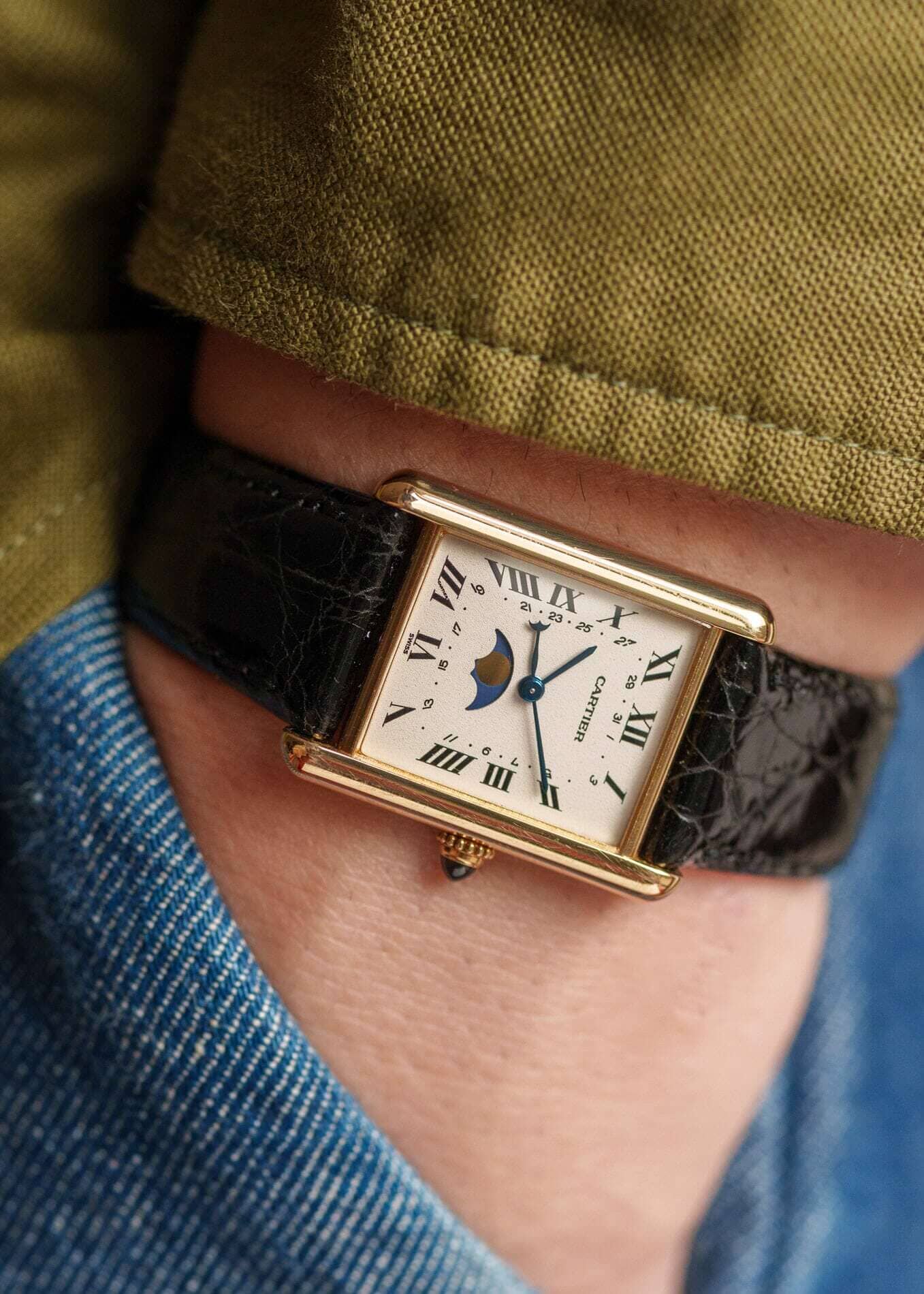 Cartier タンク ルイ カルティエ LM 819001 YG ムーンフェイズ Dバックル付き Watch CARTIER