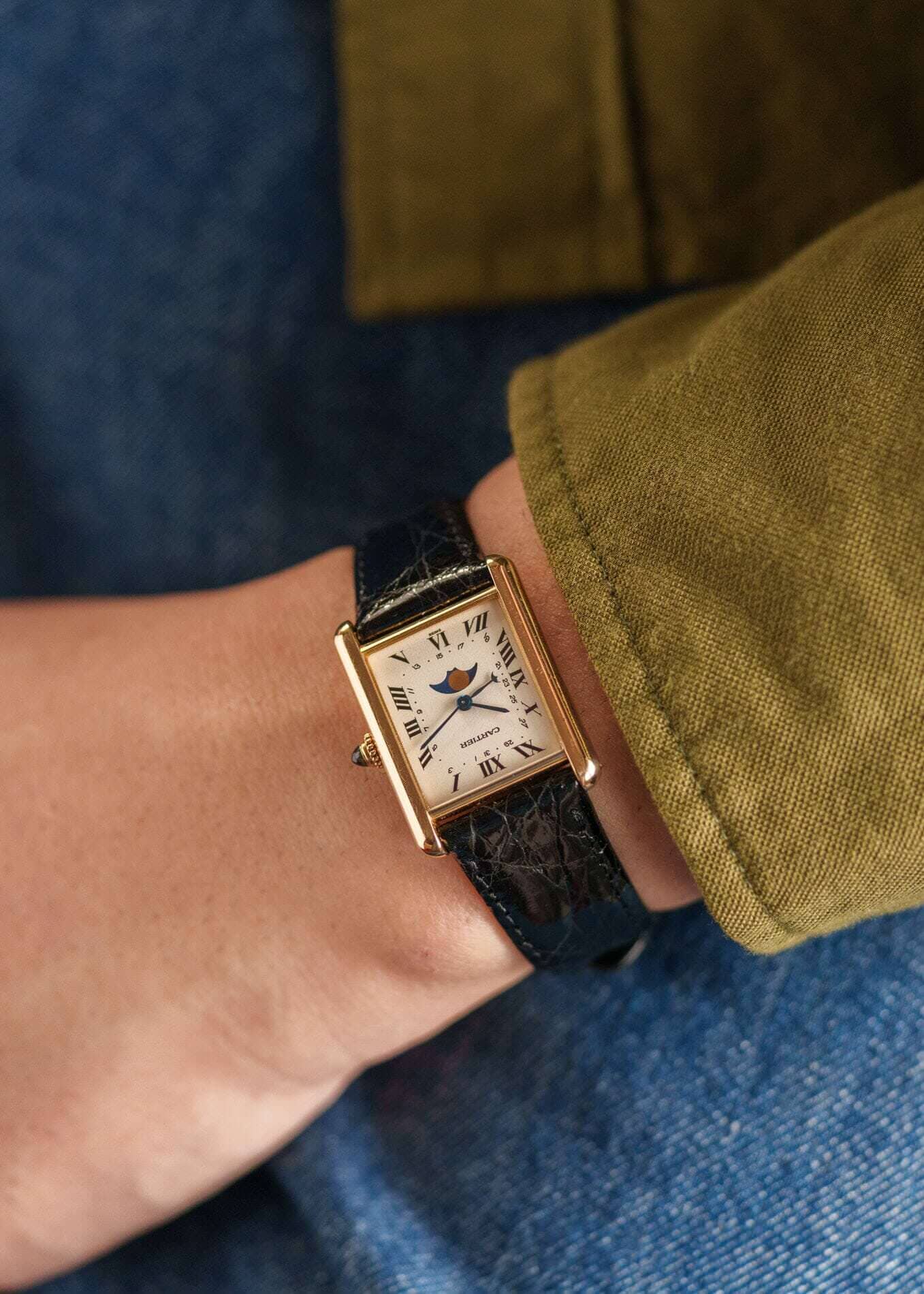 Cartier タンク ルイ カルティエ LM 819001 YG ムーンフェイズ Dバックル付き Watch CARTIER