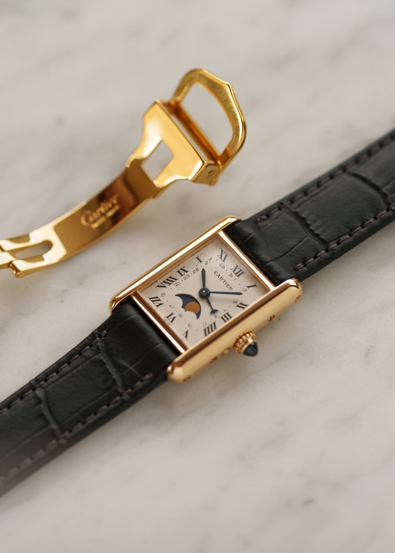 Cartier タンク ルイ カルティエ SM 819003 YG ムーンフェイズ Watch CARTIER