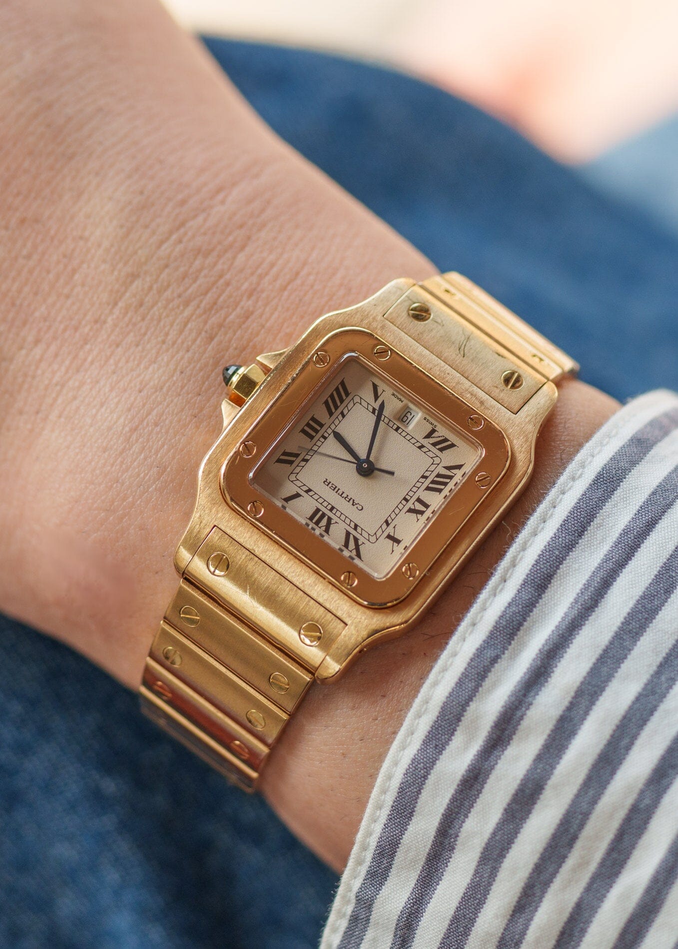 Cartier Santos Galbee LM 887901 YG with Service Paper Watch CARTIER