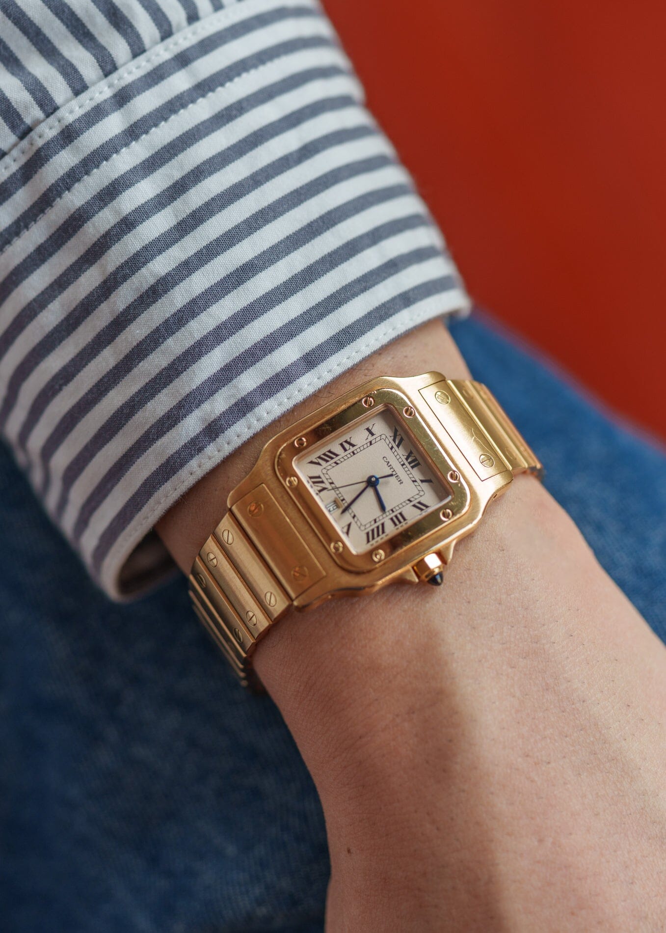 Cartier Santos Galbee LM 887901 YG with Service Paper Watch CARTIER