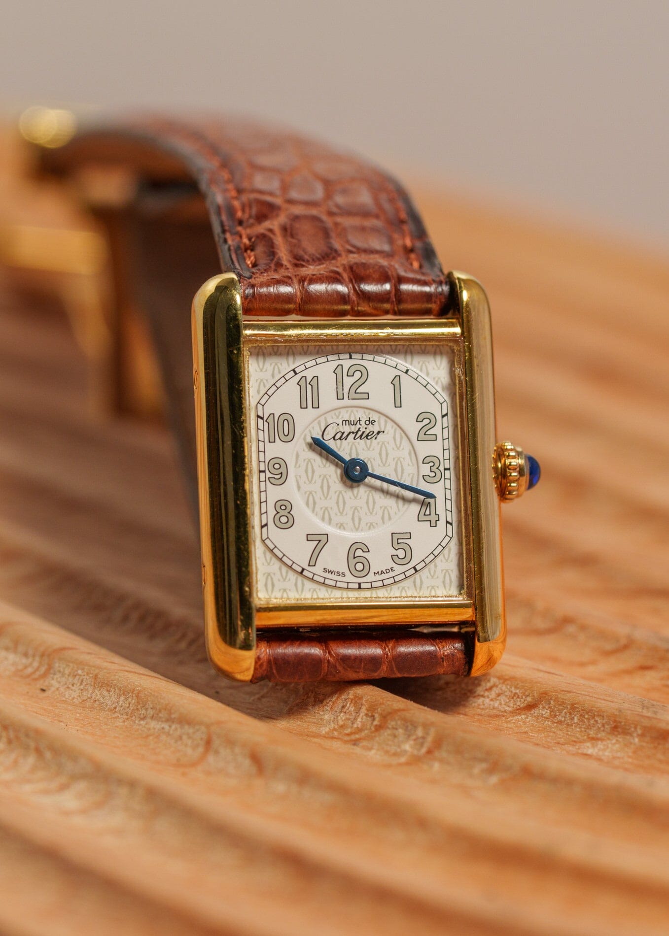 カルティエ マストタンク SM 2415 ビッグアラビア QZ 箱保証書付き Watch CARTIER 