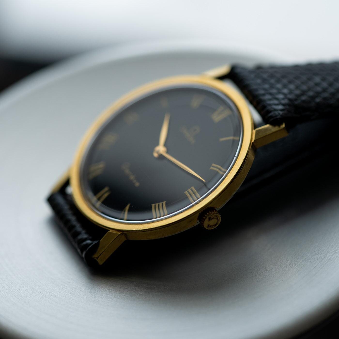 OMEGA Geneve Black Gilt Roman Dial 1970s - Arbitro