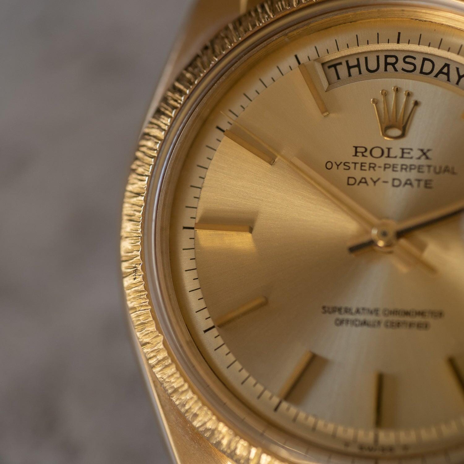 ROLEX Day-Date 1807 YG Bark / ロレックス デイデイト 1807 イエローゴールド バーク仕上げ