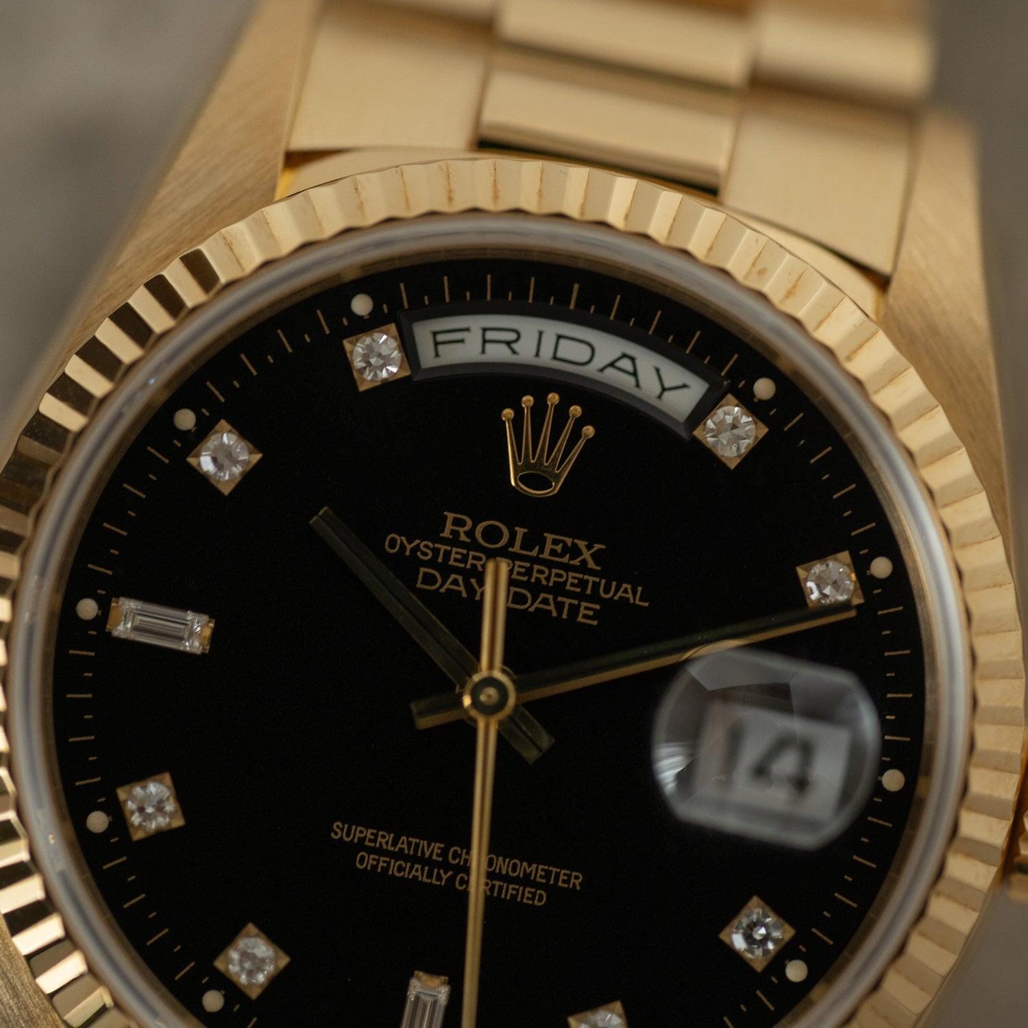 ROLEX Day-Date 18238 YG Black Diamond Dial - Arbitro